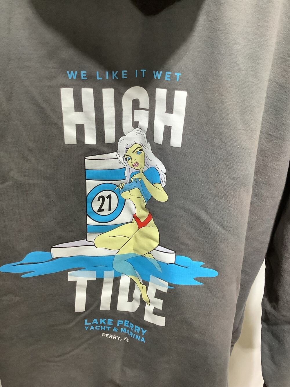 High Tide 21 Lake Perry Yacht Marina Hoodie Mens 3XL Gray Independent Sweatshirt